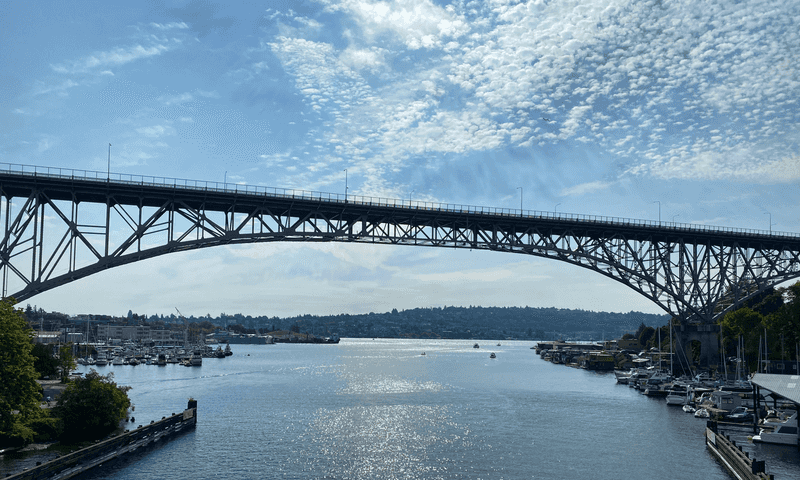 Looking East while crossing the Fremont Bridge